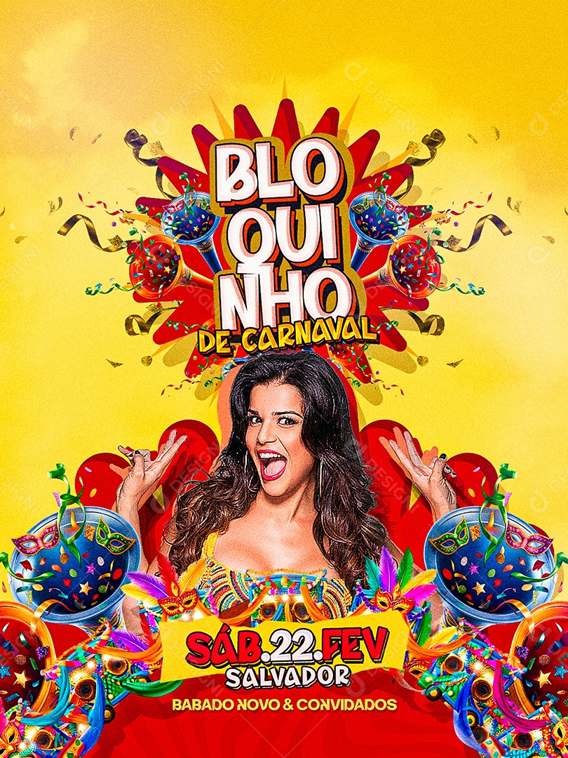 Flyer Bloquinho de Carnaval Social Media PSD Editável
