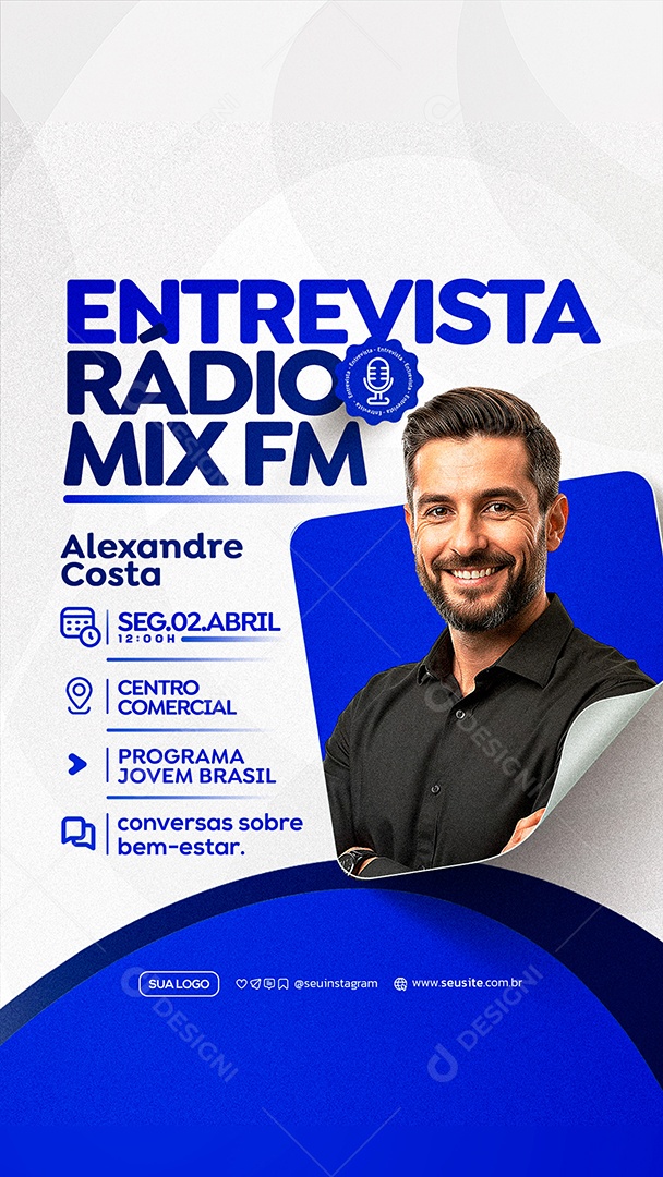 Story Entrevista Radio Social Media PSD Editável