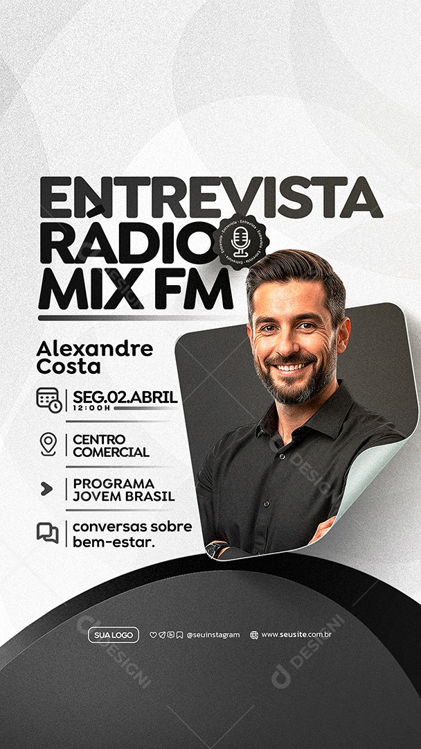 Story Entrevista Radio Social Media PSD Editável