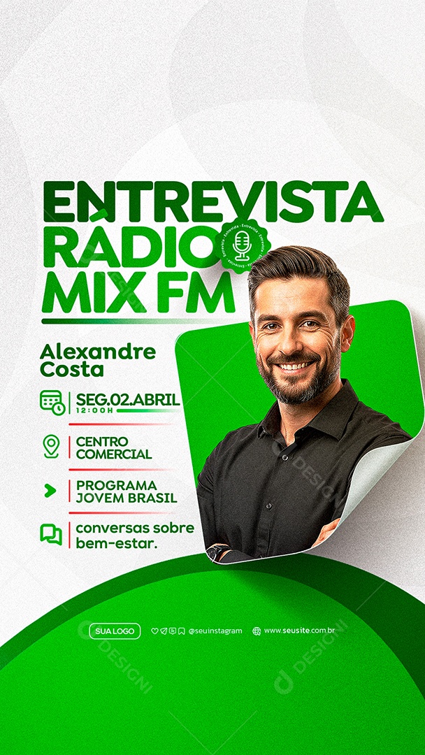 Story Entrevista Radio Social Media PSD Editável