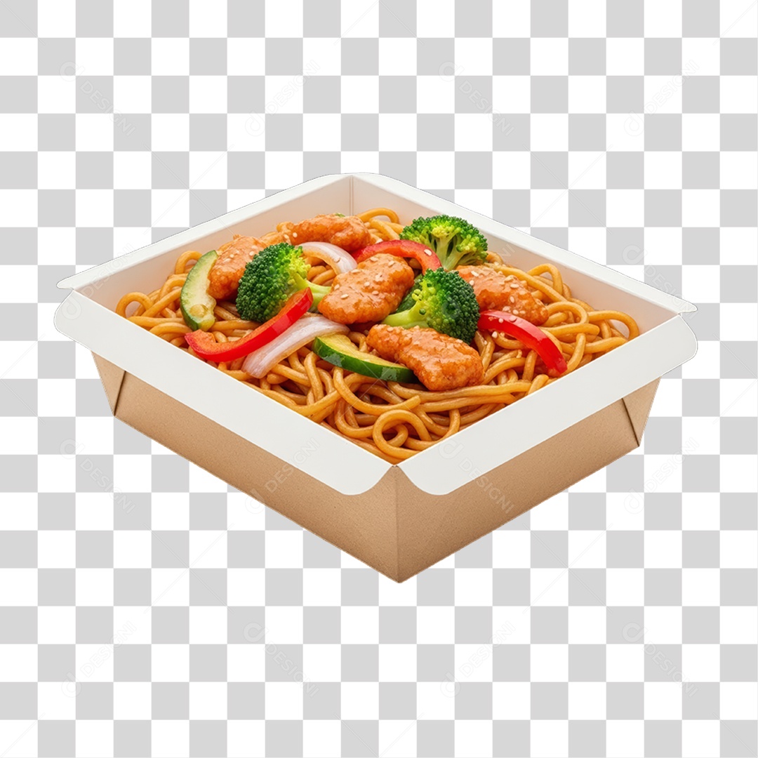 Caixa Marmita com Macarrão Variado PNG Transparente