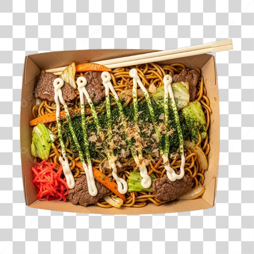 Caixa Marmita com Macarrão Variado PNG Transparente