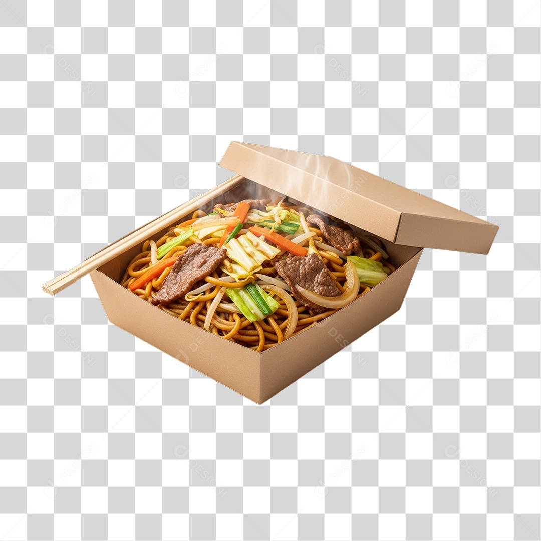 Caixa Marmita com Macarrão Variado PNG Transparente