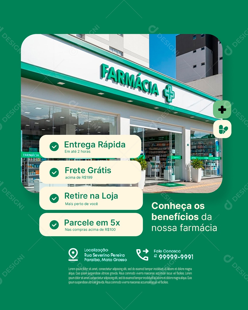 Conheça Os Benefícios da Nossa Farmácia Social Media PSD Editável