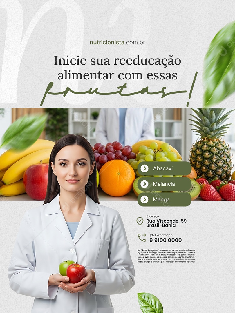 Nutricionista Inicie Sua Redução Alimentar com Essas Frutas Social Media PSD Editável