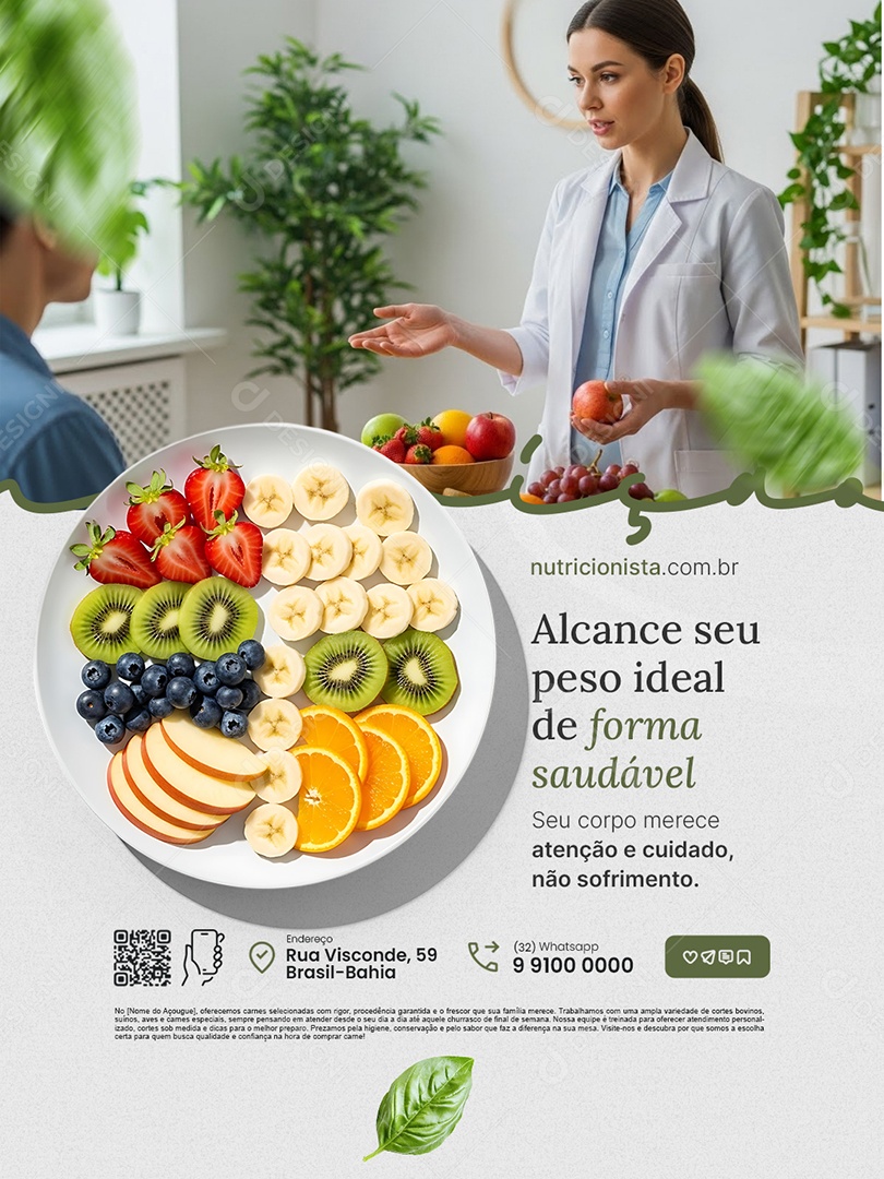 Nutricionista Alcance Seu Peso Ideal de Forma Saudável Social Media PSD Editável