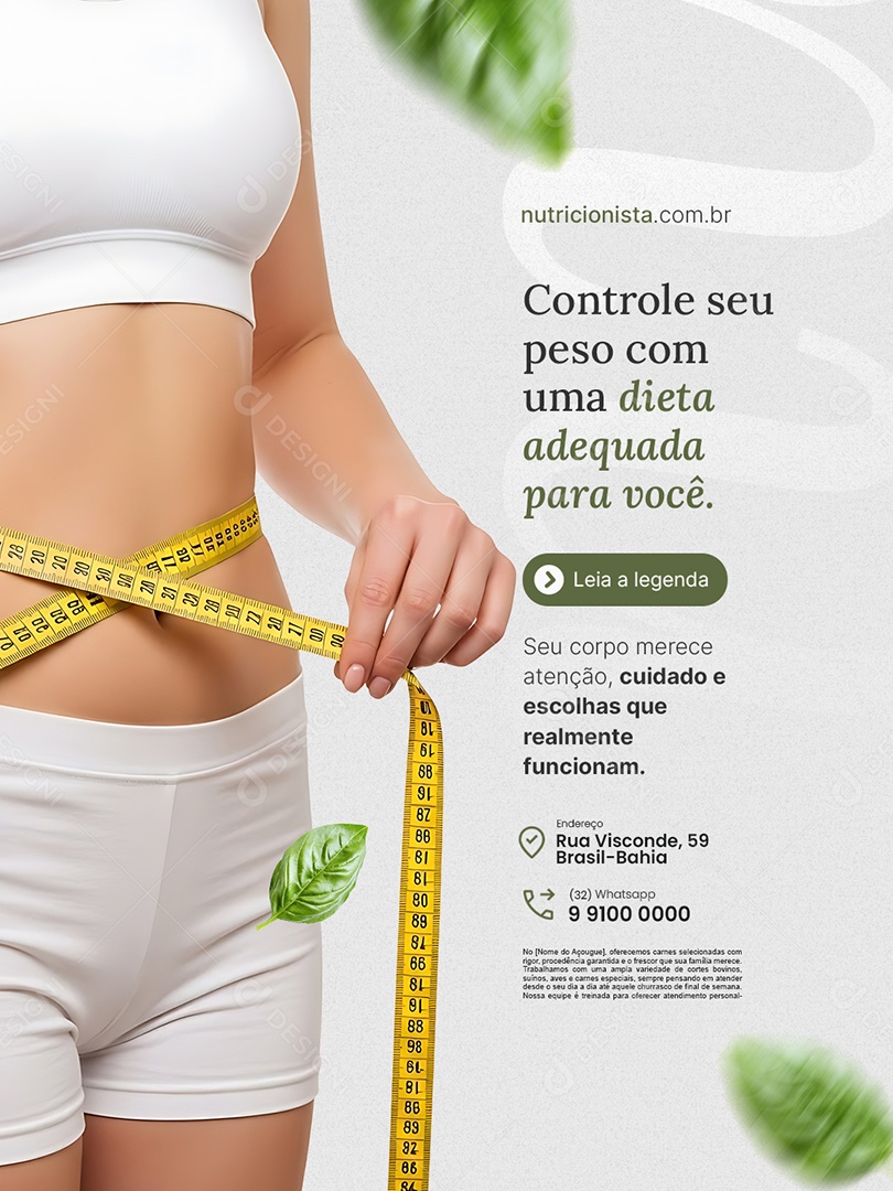 Nutricionista Controle Seu Peso com Uma Diete Adequada para Você Social Media PSD Editável