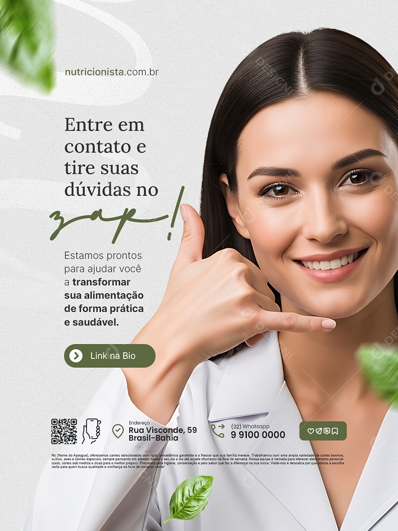 Nutricionista Entre em Contato e Tire Suas Dúvidas no Zap Social Media PSD Editável