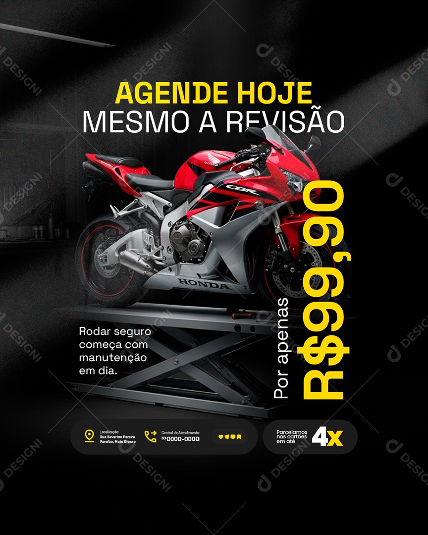 Oficina de Motos Agende Hoje Mesmo a Revisão Social Media PSD Editável