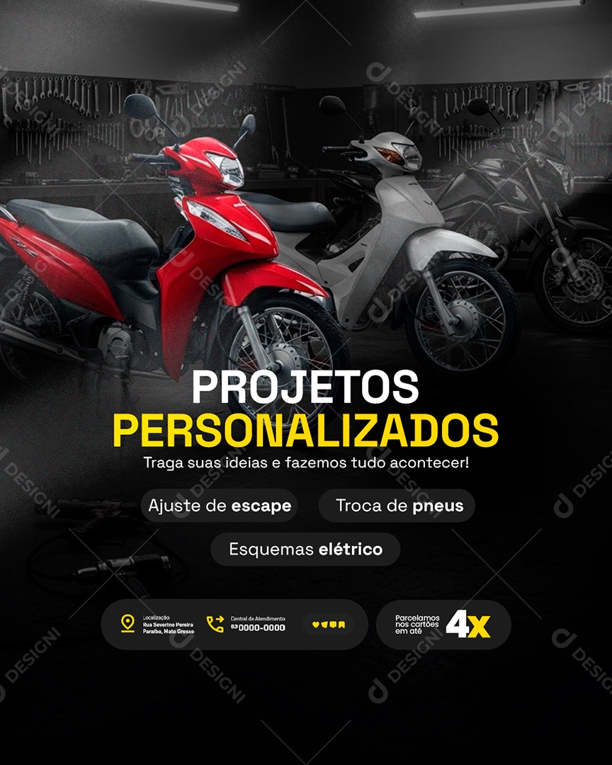 Oficina de Motos Projetos Personalizados Social Media PSD Editável