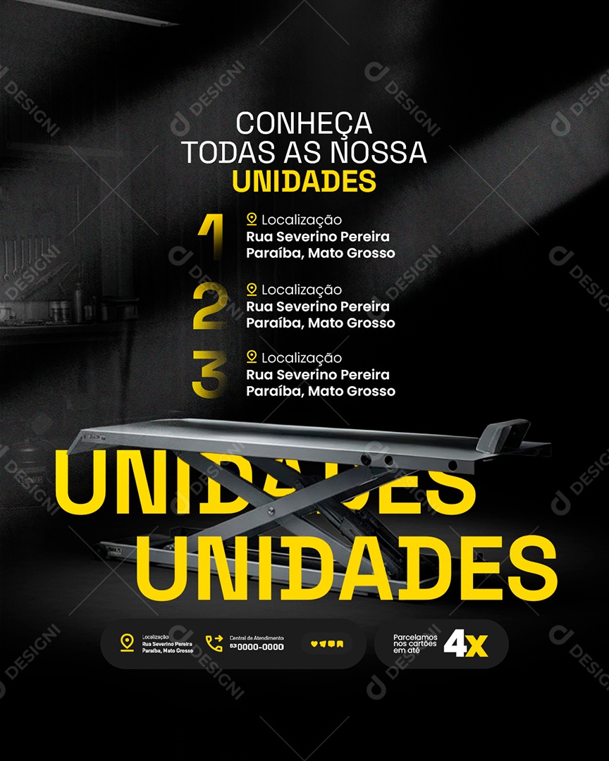 Oficina de Motos Conheça Todas as Nossa Unidades Social Media PSD Editável