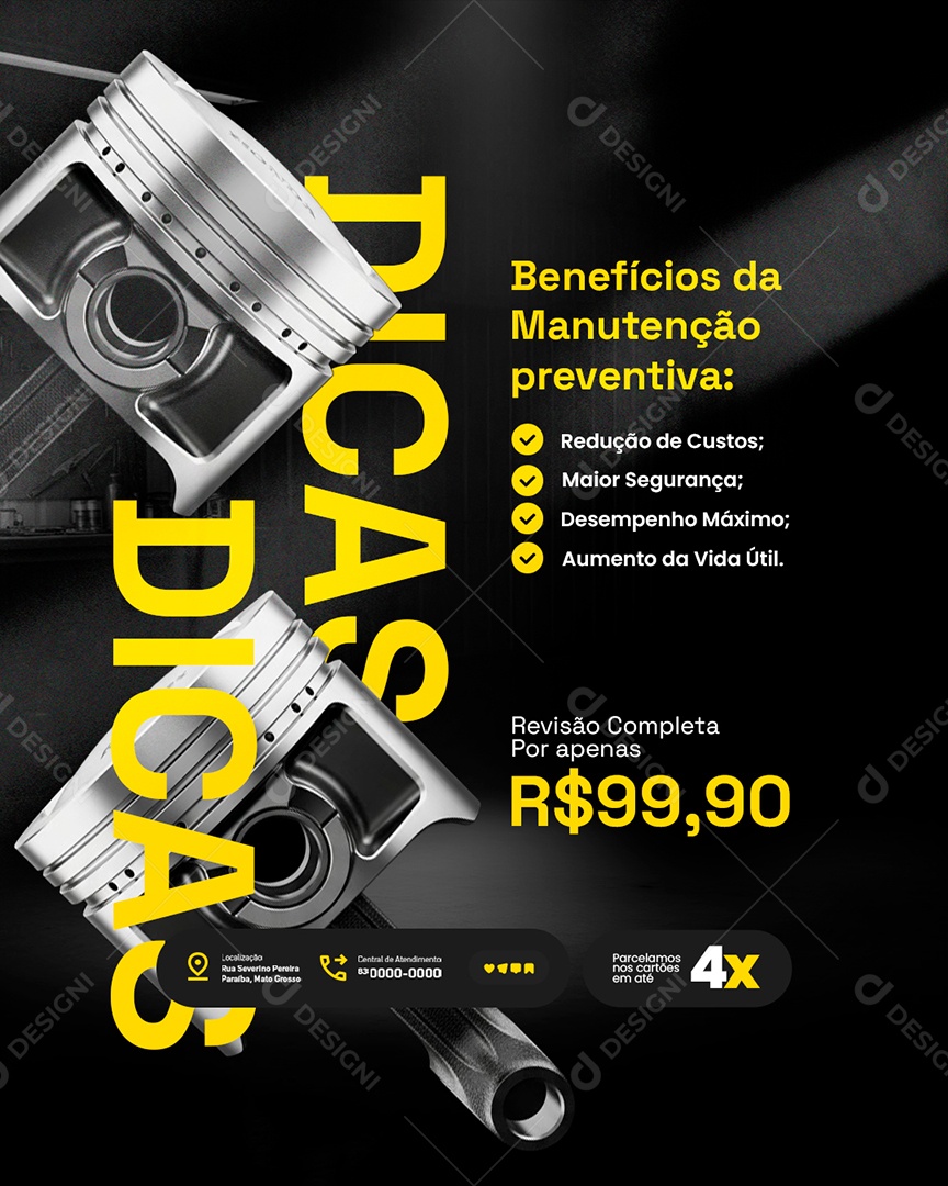 Oficina de Motos Benefícios da Manutenção Preventiva Revisão Completa Social Media PSD Editável