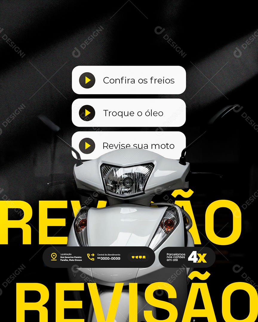 Oficina de Motos Confira Os Freios Troque o Óleo Social Media PSD Editável