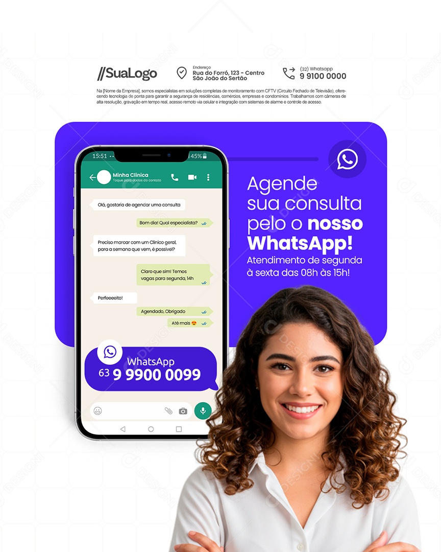 Agende Sua Consulta Pelo o Nosso WhatsApp Social Media PSD Editável