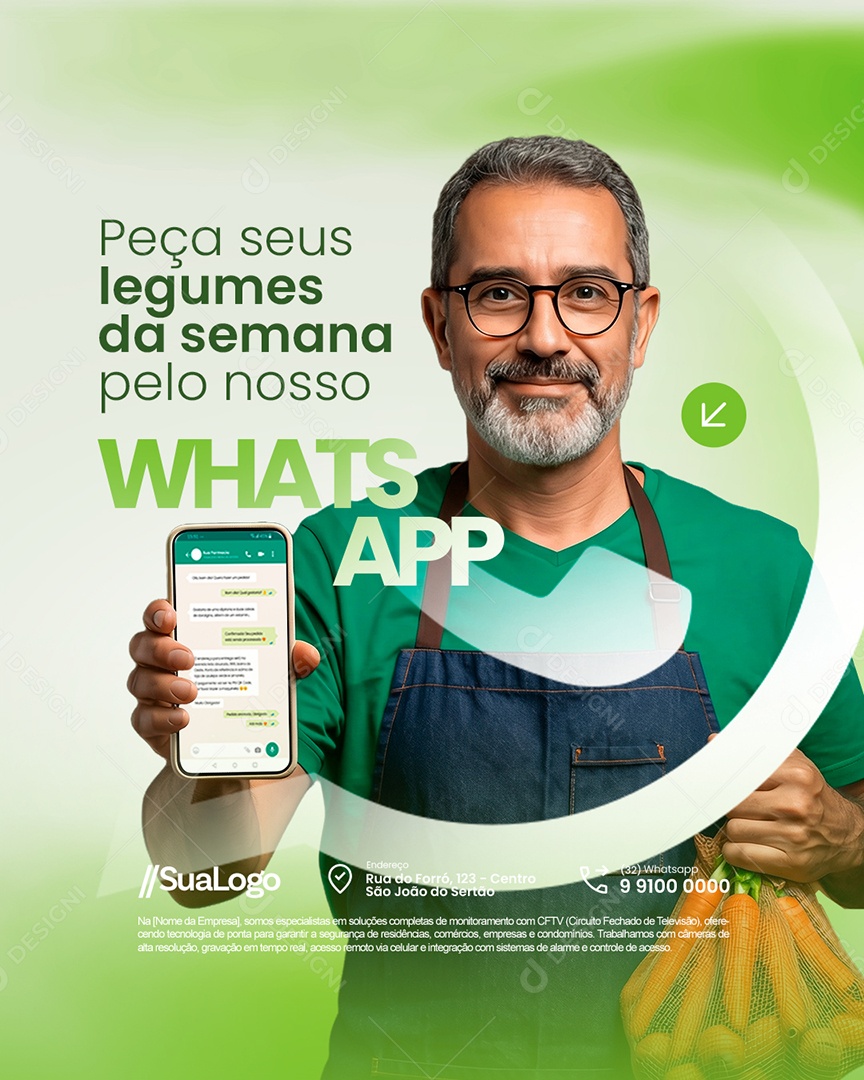 Peça Seus Legumes da Semana Pelo Nosso WhatsApp Social Media PSD Editável