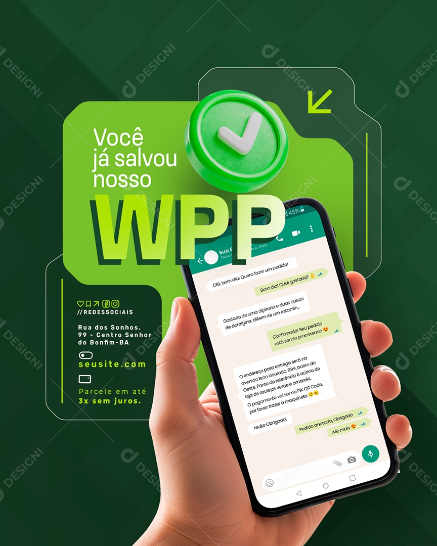 Você Já Salvou Nosso WhatsApp Social Media PSD Editável