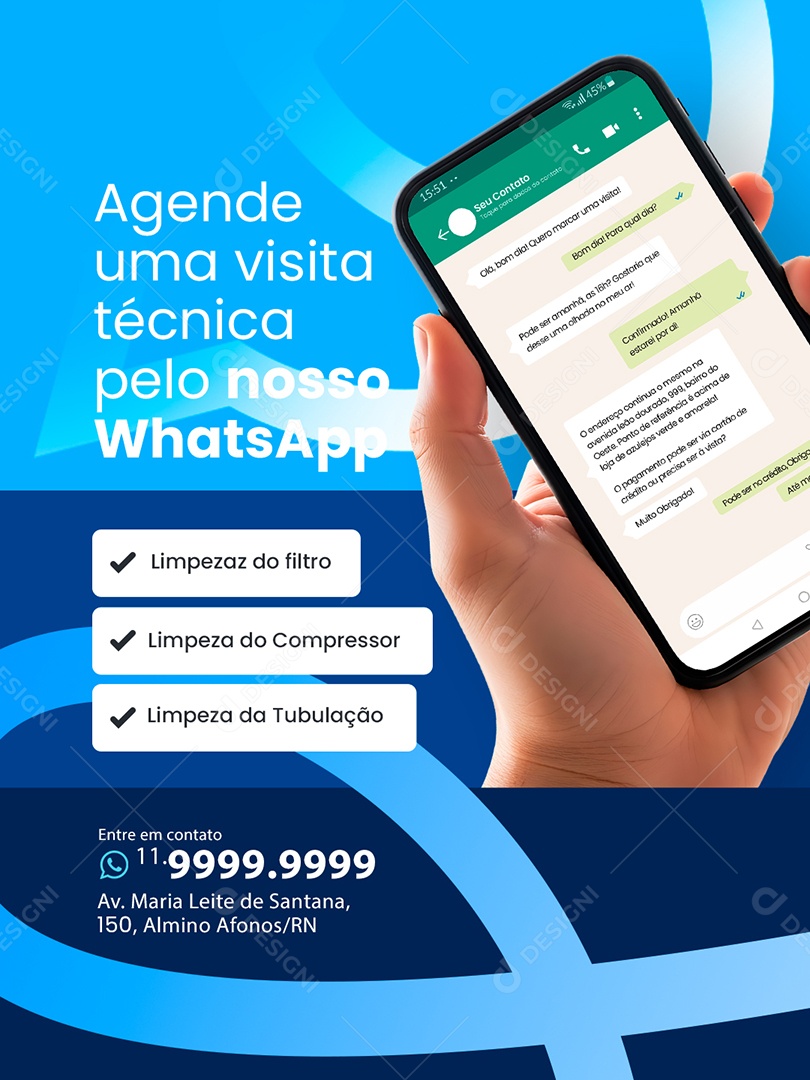 Agende Uma Visita Técnica Pelo Nosso WhatsApp Social Media PSD Editável