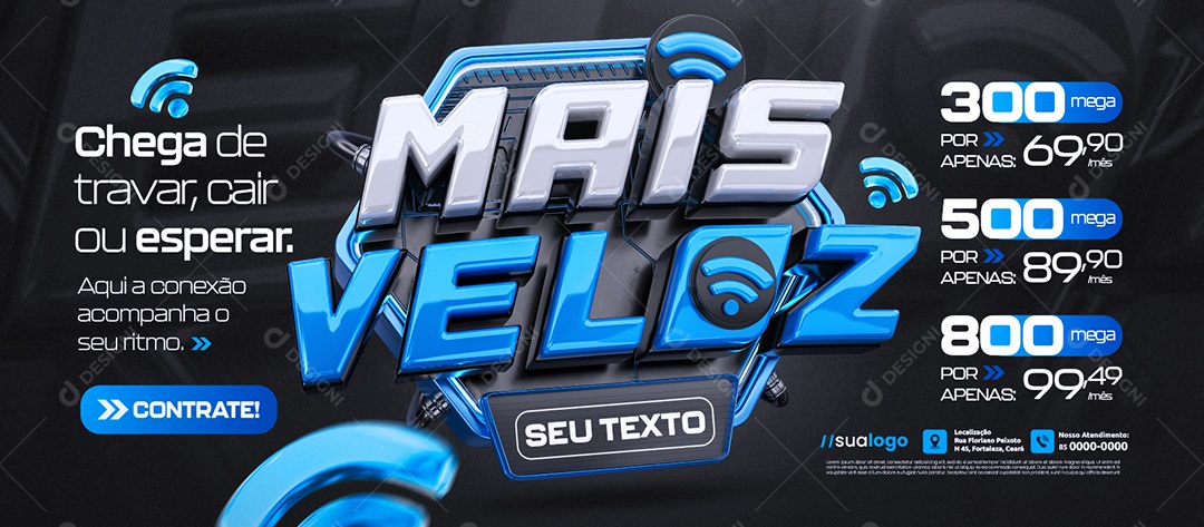 Banner Internet Mais Veloz Chega de Travar Social Media PSD Editável