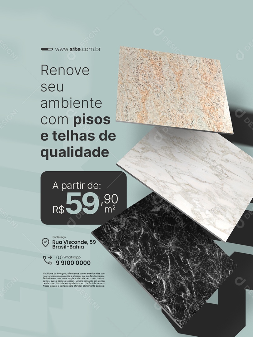 Loja de Pisos Renove Seu Ambiente com Pisos e Telhas de Qualidade Social Media PSD Editável