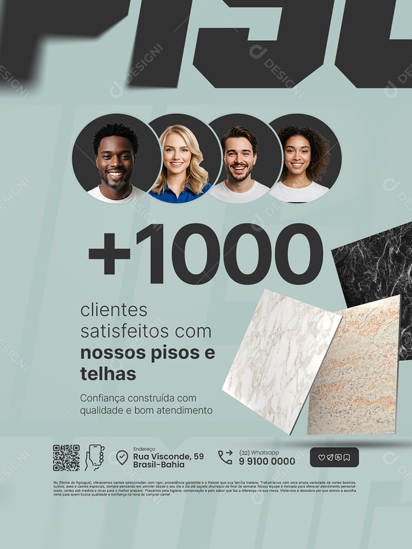 Loja de Pisos Mais de Mil Clientes Satisfeitos Social Media PSD Editável