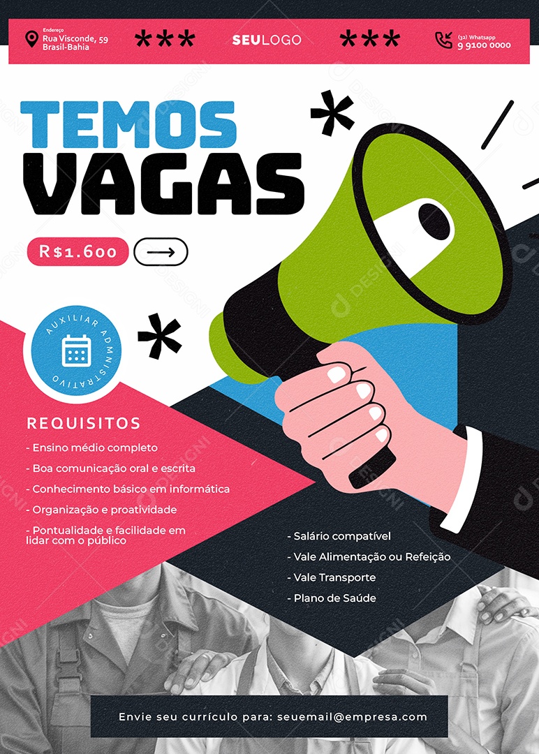 Flyer Vaga de Emprego Temos Vagas Social Media PSD Editável