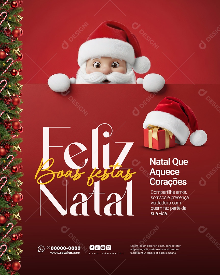 Feliz Natal 25 de Dezembro Boas Festas Social Media PSD Editável