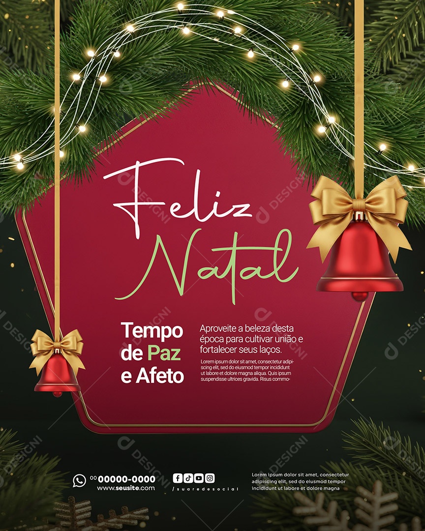 Feliz Natal 25 de Dezembro Tempo de Paz e Afeto Social Media PSD Editável