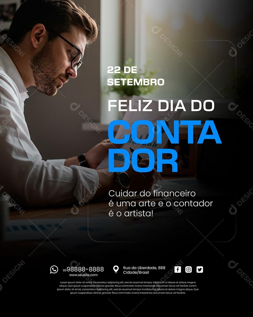 22 de Setembro Dia do Contador Social Media PSD Editável