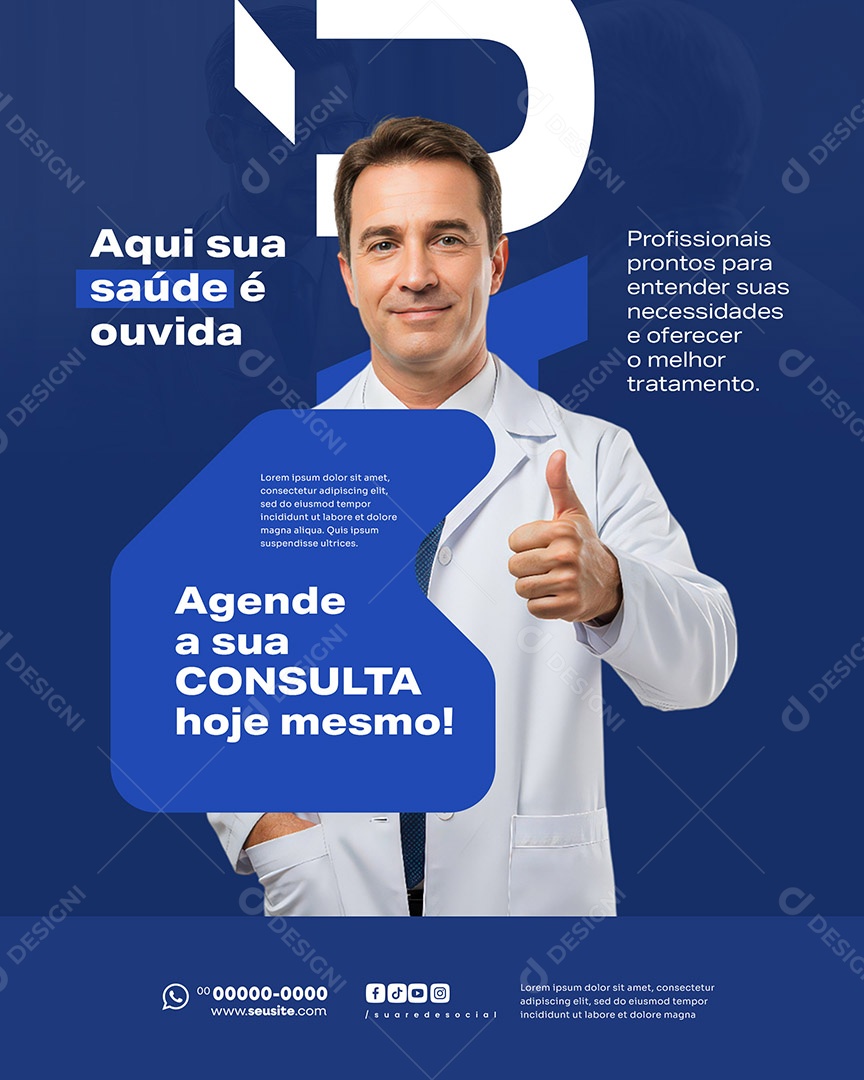 Clínica Médica Agenda a Sua Consulta Social Media PSD Editável
