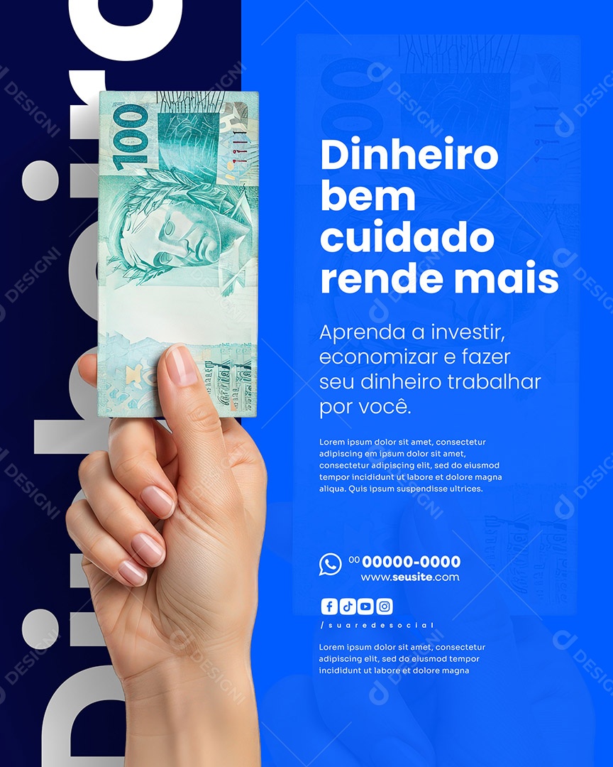Consultor Financeiro Dinheiro Bem Cuidado Social Media PSD Editável