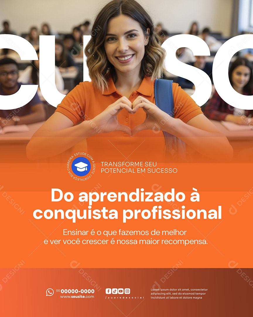 Curso Profissionalizante Do Apedizado Social Media PSD Editável