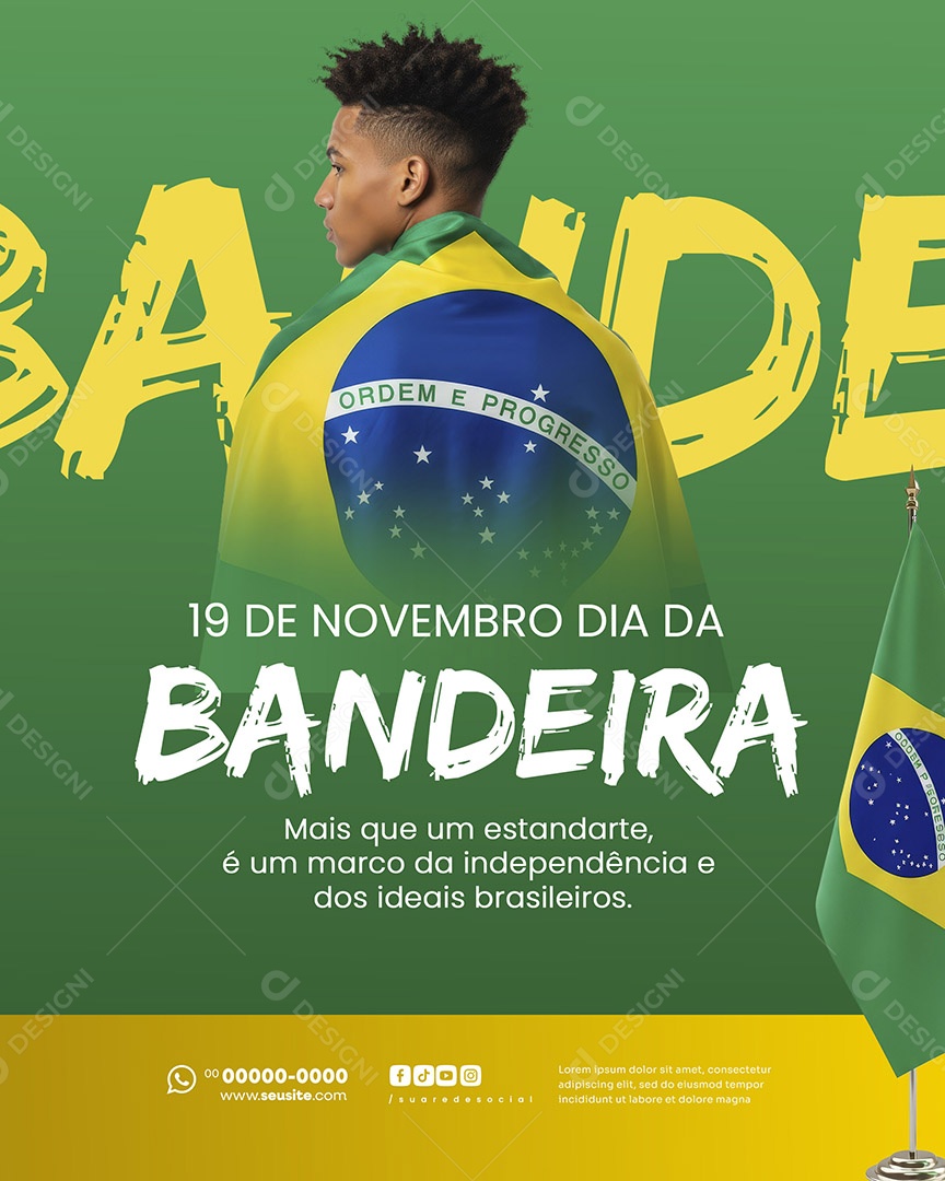 Dia da Bandeira 19 de Novembro Social Media PSD Editável