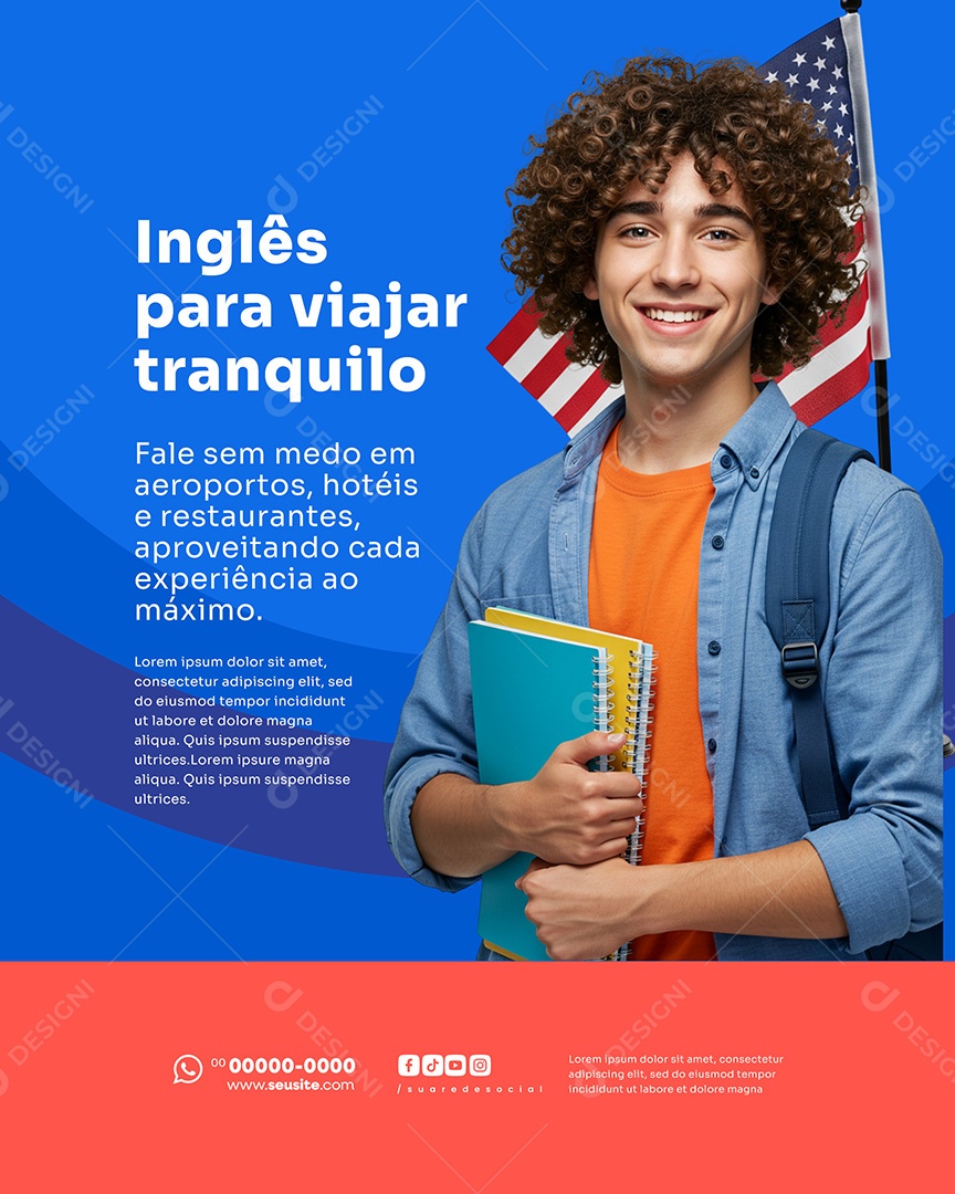 Escola de Inglês Social Media PSD Editável