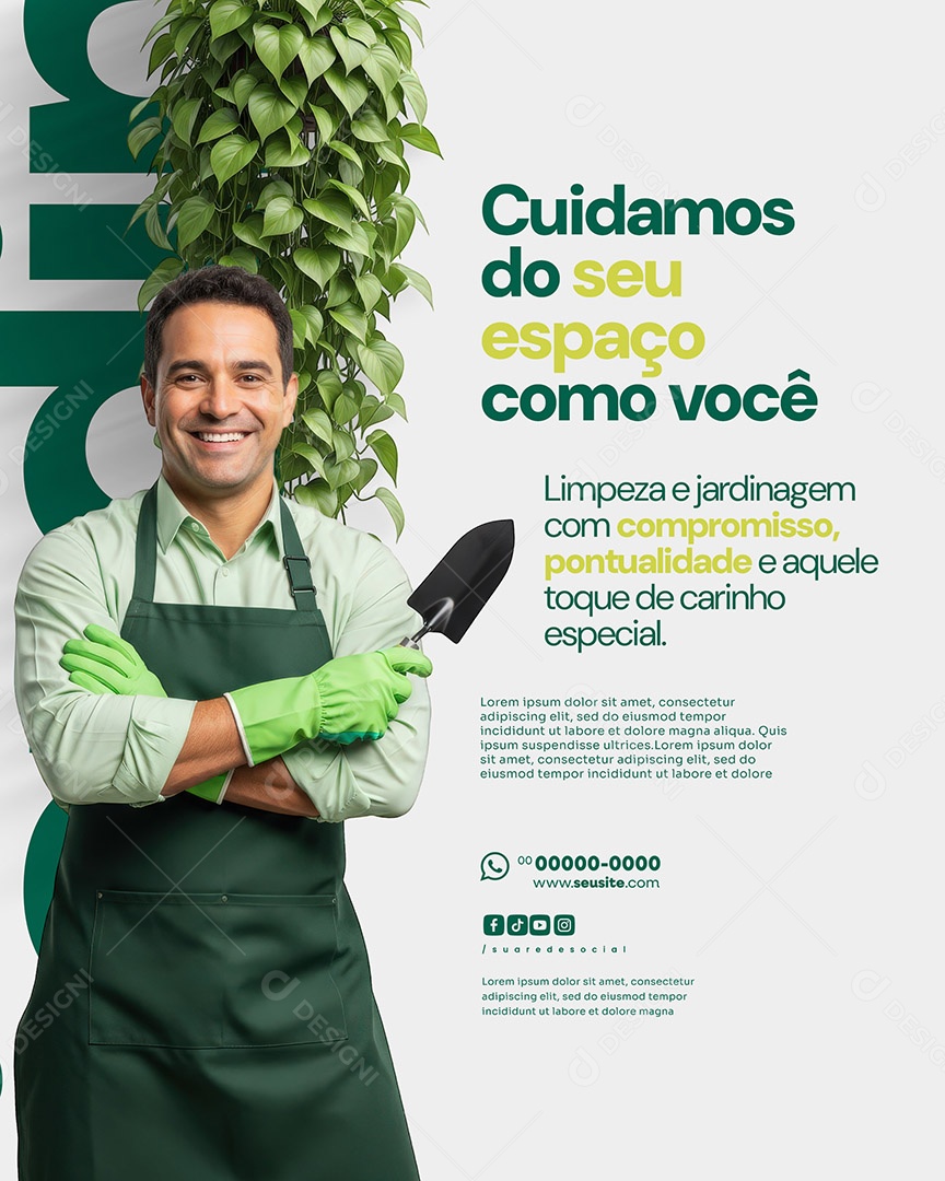 Jardinagem Cuidamos do Seu Espaço Social Media PSD Editável