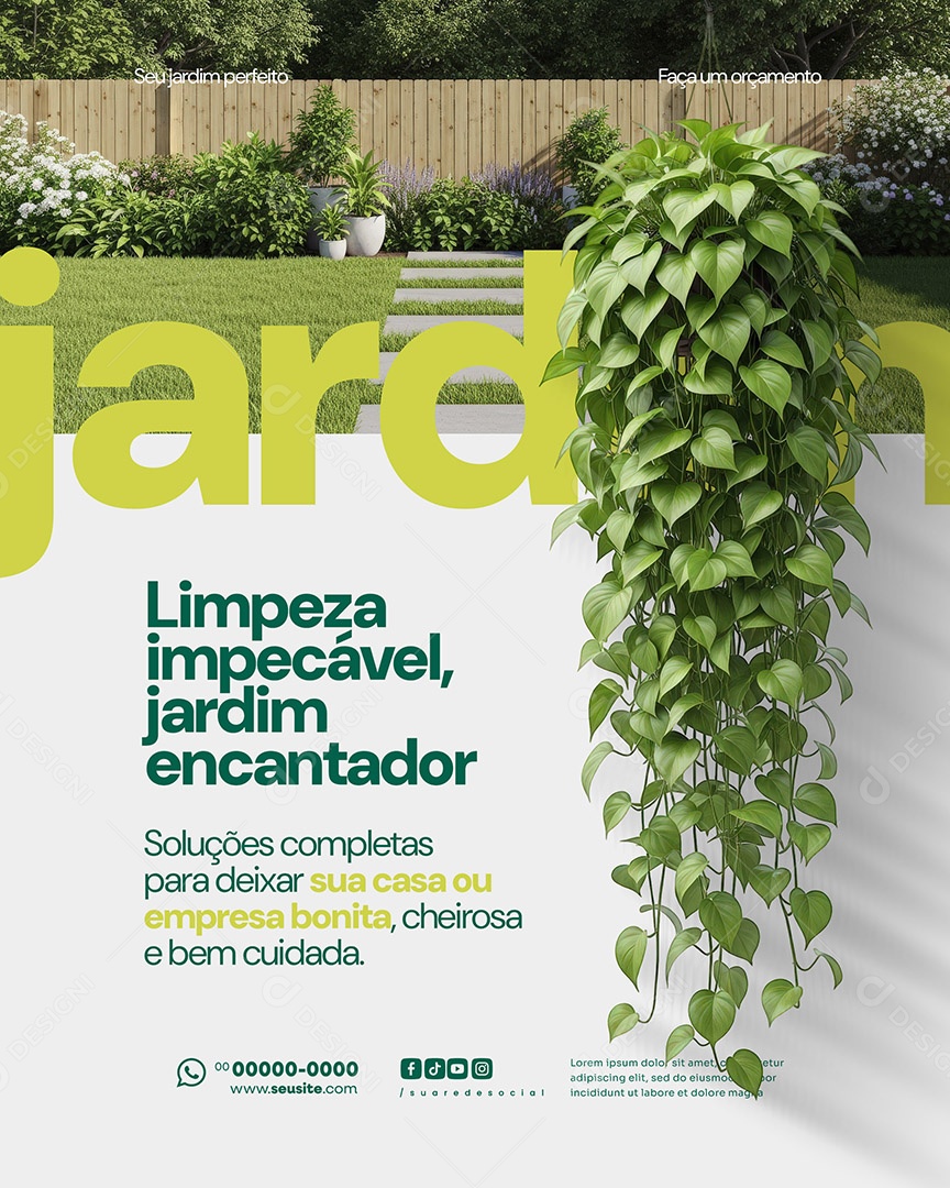 Jardinagem Limpeza Impecável Social Media PSD Editável