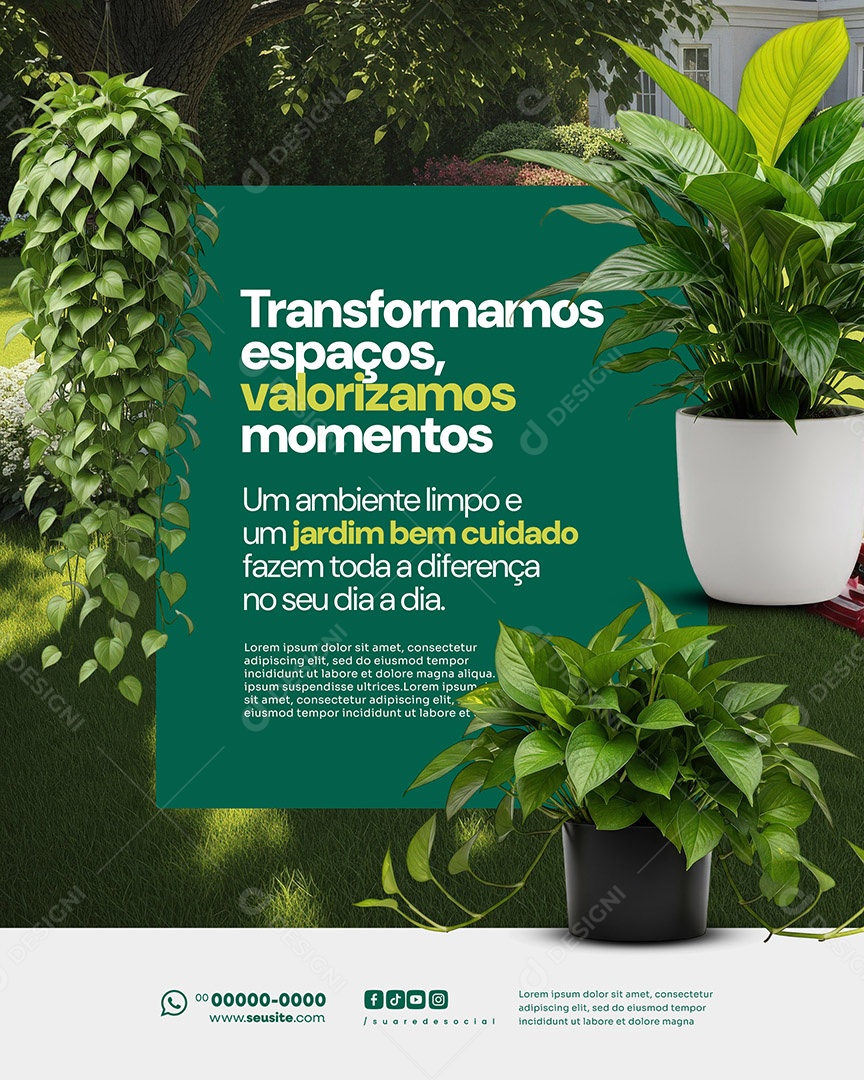 Jardinagem Transformamos Social Media PSD Editável