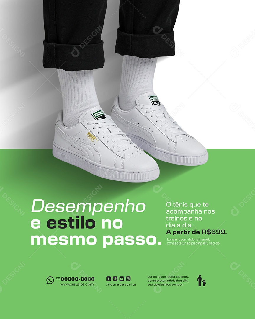 Loja de Tênis Desempenho Social Media PSD Editável
