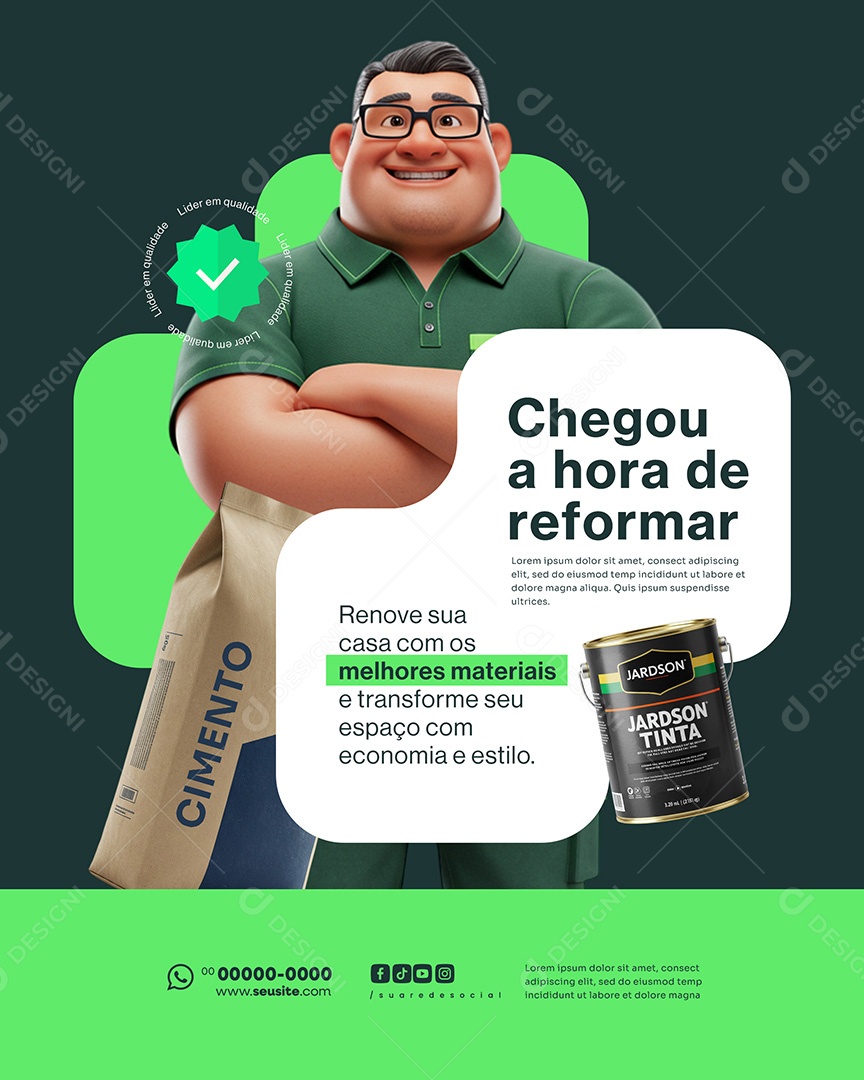 Loja Material de Construção Chegou a Hora Social Media PSD Editável