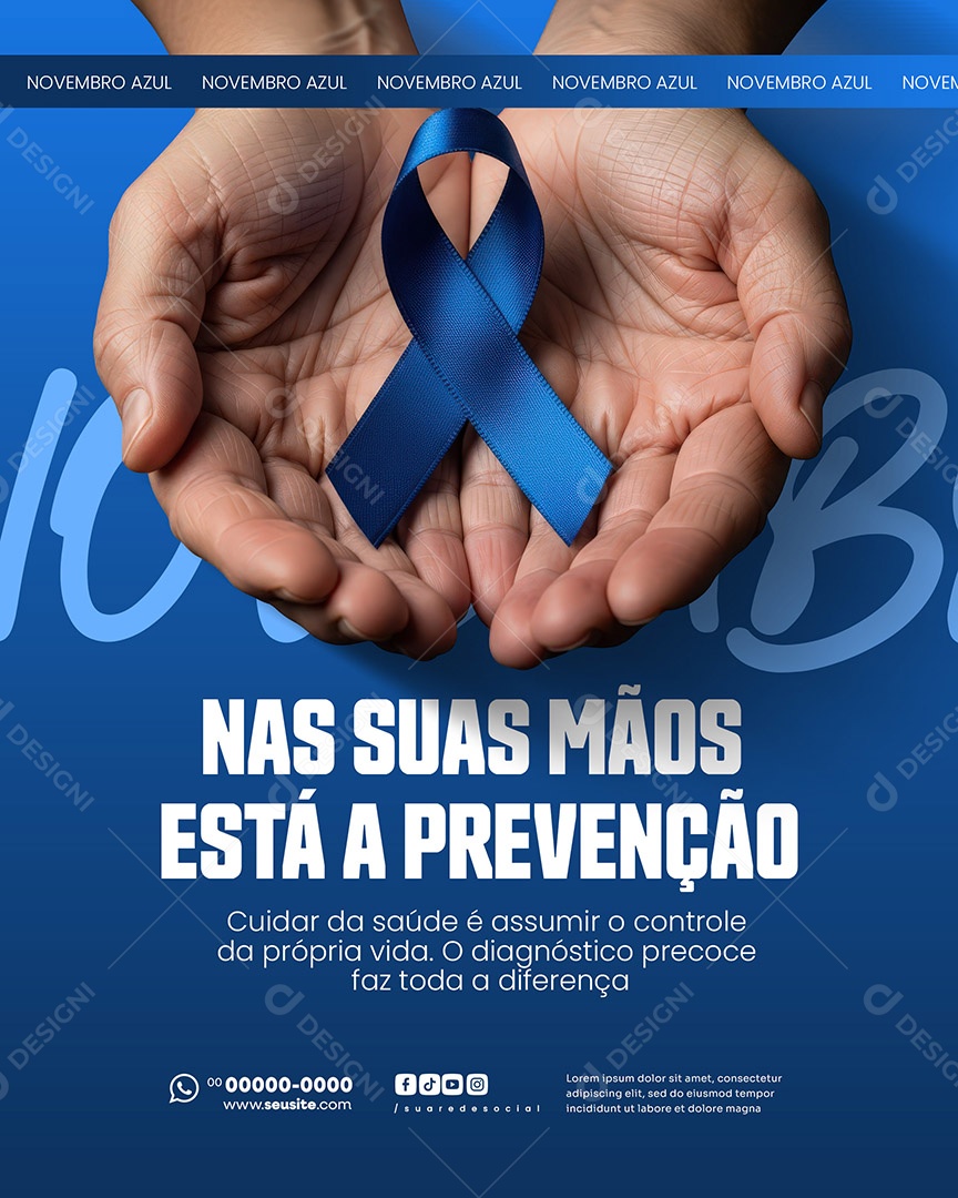 Novembro Azul Nas Suas Mãos Social Media PSD Editável