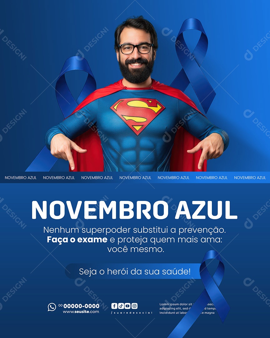 Novembro Azul Nehum Superpoder Social Media PSD Editável