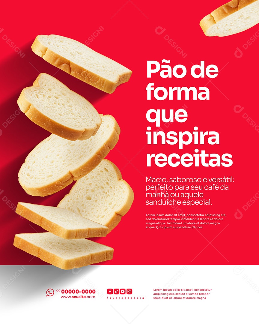 Padaria Pão de Forma Social Media PSD Editável