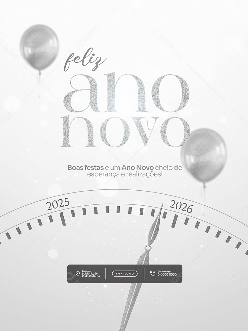 Flyer Feliz Ano Novo 2026 Feed Leveza e Boas Energias Social Media PSD Editável