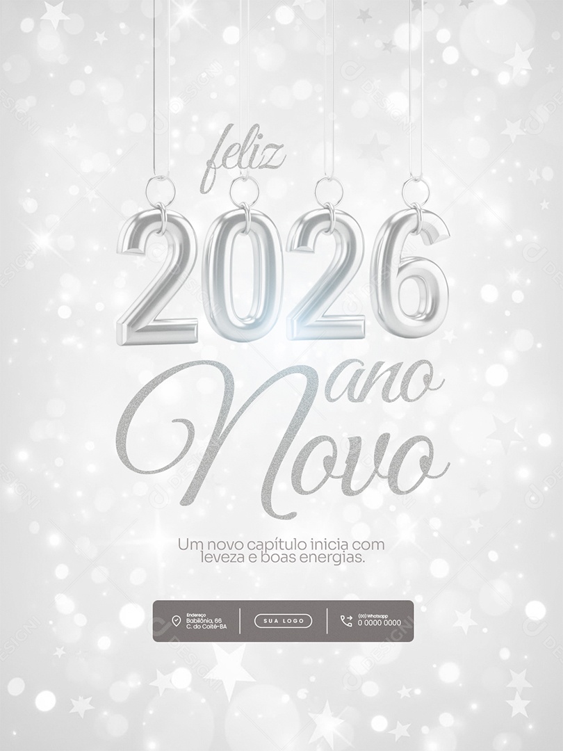 Flyer Feliz Ano Novo 2026 Feed Um novo Capítulo Social Media PSD Editável