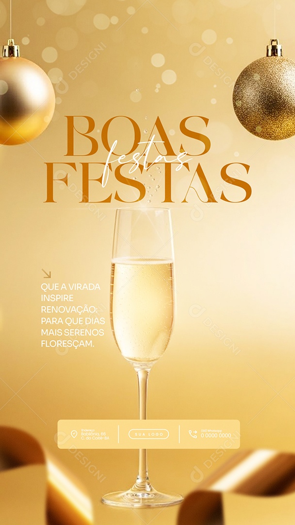 Flyer Feliz Ano Novo 2026 Story Boas Festas Social Media PSD Editável