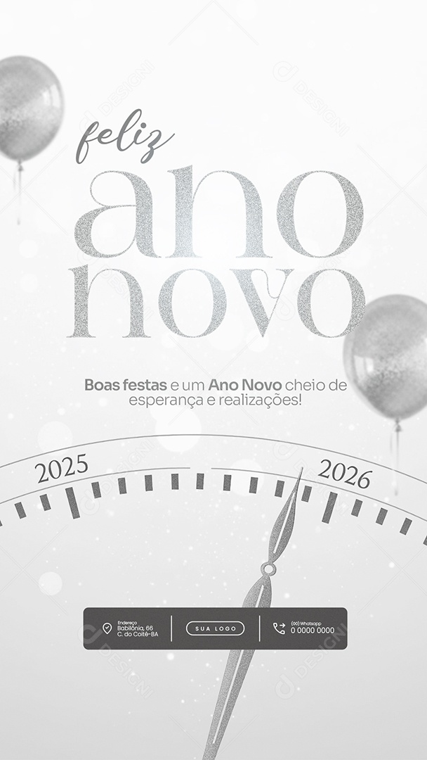 Flyer Feliz Ano Novo 2026 Story Leveza e Boas Energias Social Media PSD Editável