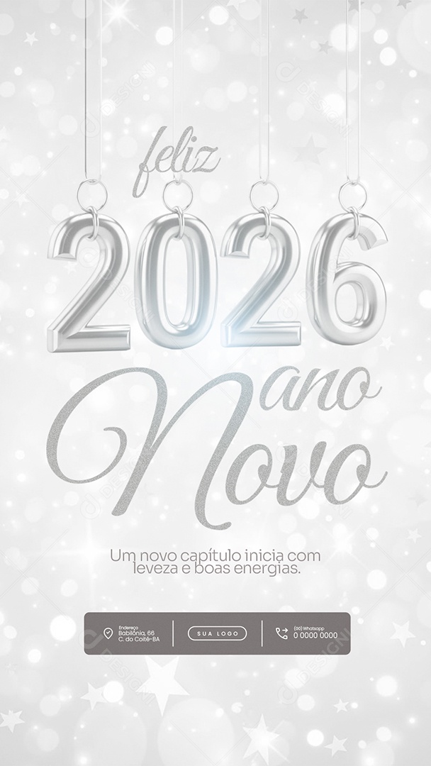 Flyer Feliz Ano Novo 2026 Story Um novo Capítulo Social Media PSD Editável