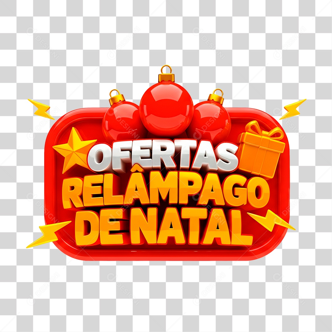 Selo 3D Ofertas Relâmpago de Natal PNG Transparente