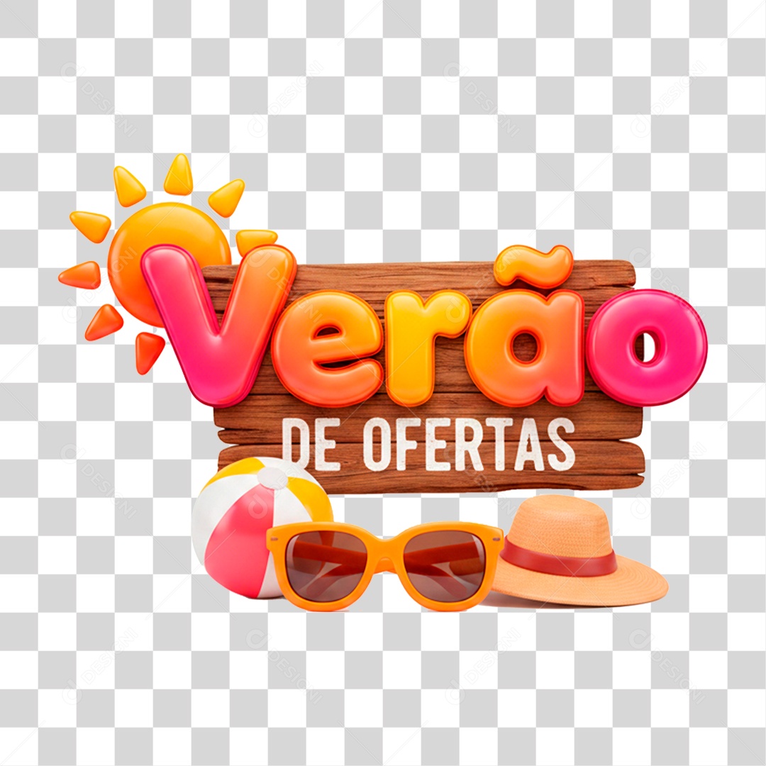 Selo 3D Verão PNG Transparente