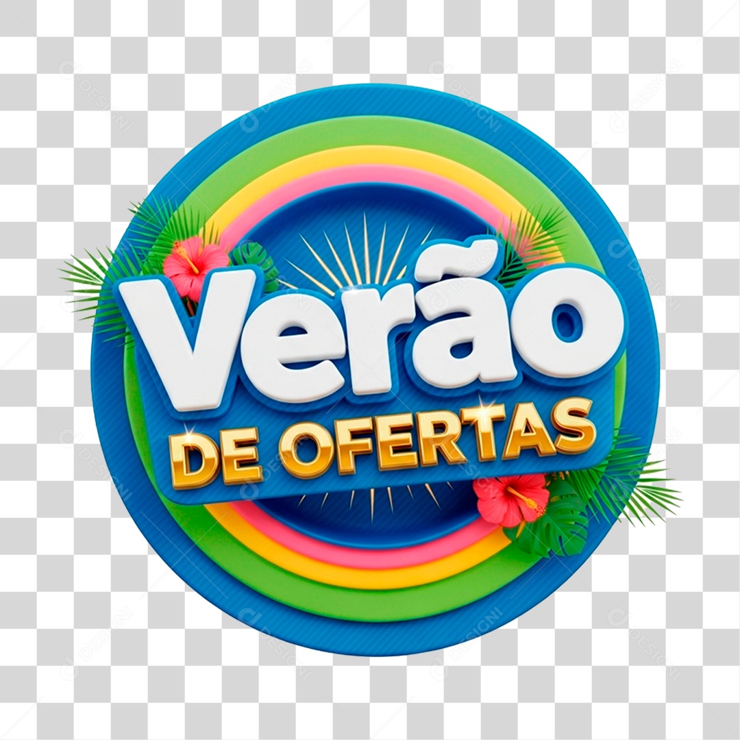 Selo 3D Verão de Ofertas PNG Transparente