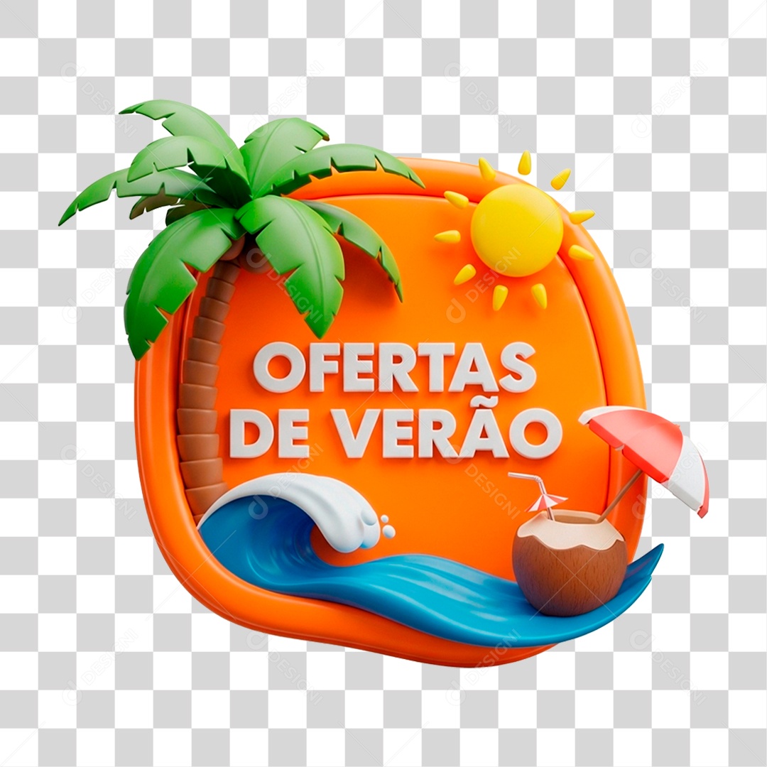 Selo 3D Ofertas de Verão PNG Transparente